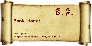 Bank Harri névjegykártya